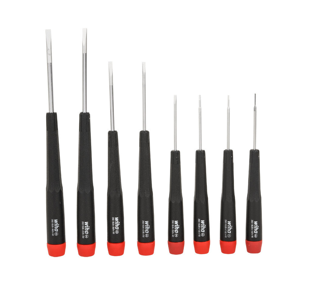 Wiha precision screwdriver set, slotted, 8 pieces, free-spinning cap.-WT26098
