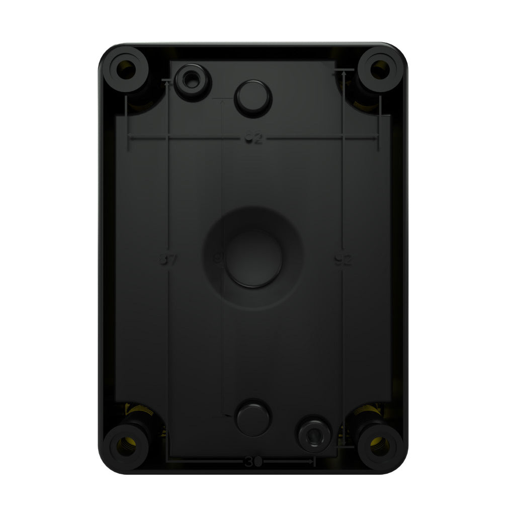AttaBox Commander series pushbutton enclosure, 1 hole, 22mm, NEMA 1/3R/4X/6P/12, 4 x 3 x 2in (HxWxD), polycarbonate, yellow cover/black body, screw cover.-YW-COPC1PB22