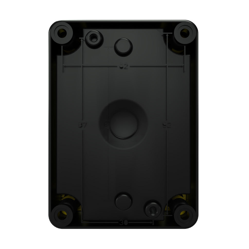 AttaBox Commander series pushbutton enclosure, 1 hole, 30mm, NEMA 1/3R/4X/6P/12, 4 x 3 x 2in (HxWxD), polycarbonate, yellow cover/black body, screw cover.-YW-COPC1PB