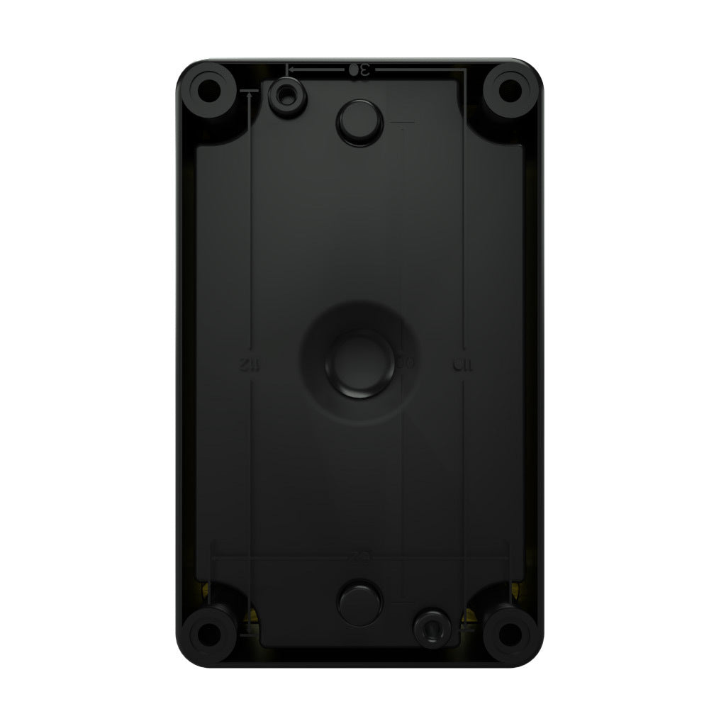 AttaBox Commander series pushbutton enclosure, 2 holes, 22mm, NEMA 1/3R/4X/6P/12, 5 x 3 x 3in (HxWxD), polycarbonate, yellow cover/black body, screw cover.-YW-COPC2PB22