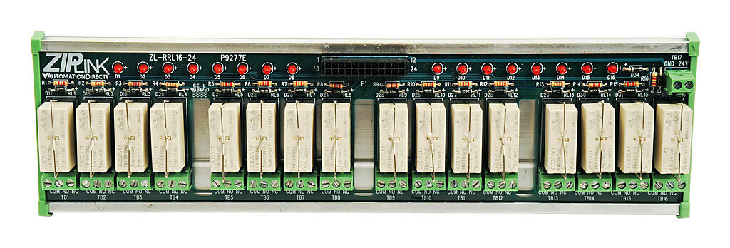ZIPLINK 16-RELAY OUTPUT MODULE, 24VDC COIL, LED INDICATION.-ZL-RRL16-24