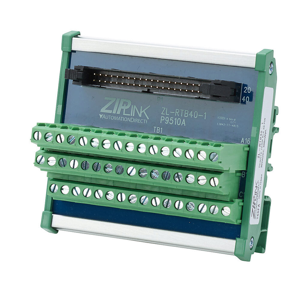 ZIPLink reduced-width feedthrough module, 48-pole, DIN rail mount.-ZL-RTB40-1